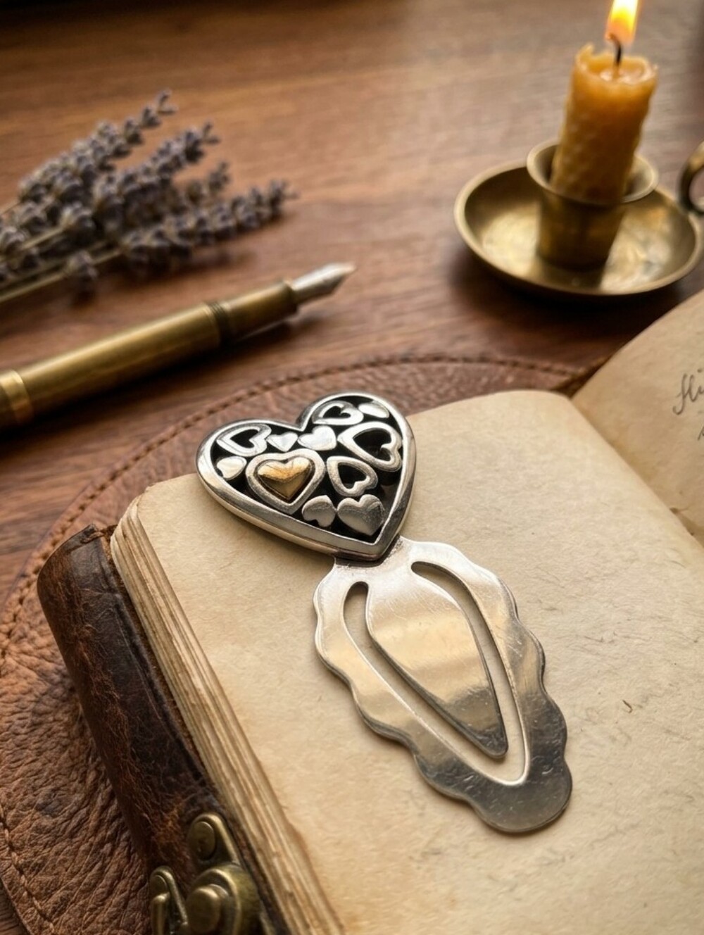 Brighton Two-Tone Multi-Heart Metal Bookmark Page Marker